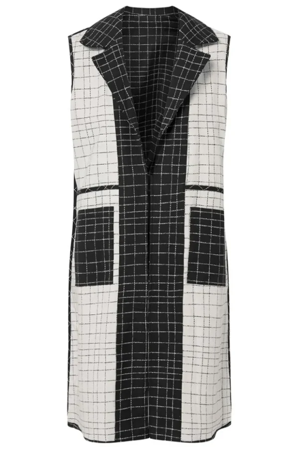 Missen Elsewhere Fashion Gilets*Jaciara Long Gilet Reversible-Black-Offwhite